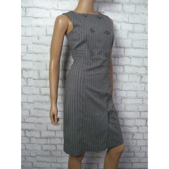 Tex by MaxAzria Dark Grey Wool-Like Pin Stripe Sheath Dress XS NWT - Picture 3 of 9